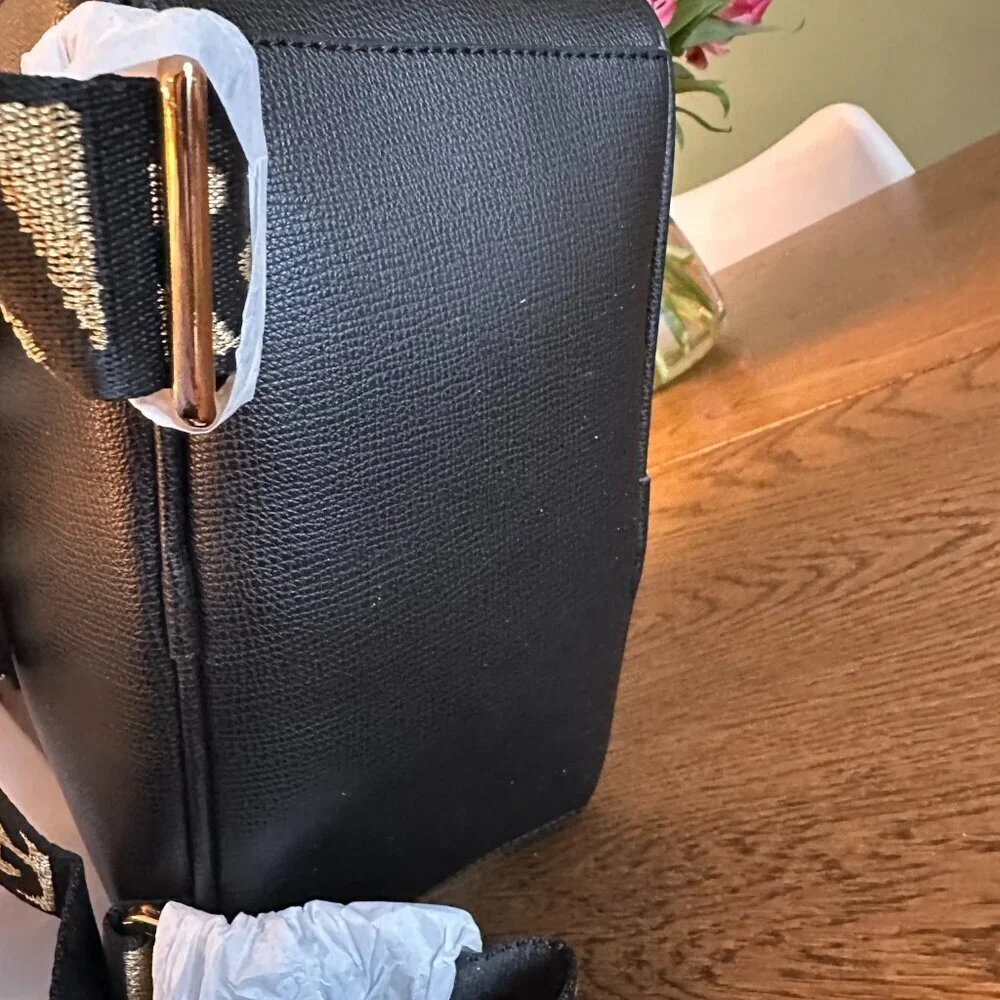 NWT! NEW! Karl Lagerfeld Maybelle Backpack Black with Gold Logo